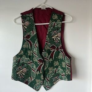 (SOLD) Vintage Green/Burgandy Christmas Women's Vest
